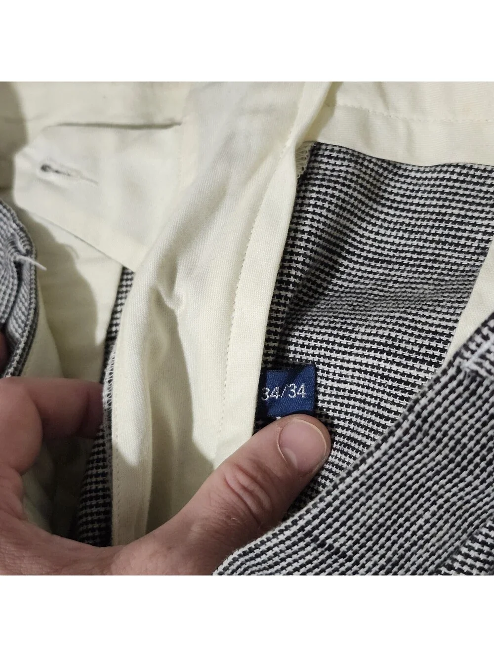 Vintage Polo Ralph Lauren Houndstooth Linen Dress Pants Trousers Pleated Cuffed